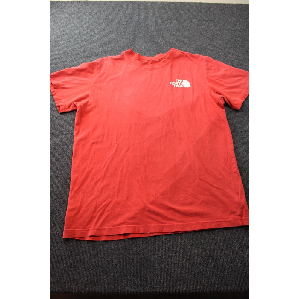 The North Face Mens Large Red Short Sleeve Logo Graphic T-Shirt Distressed